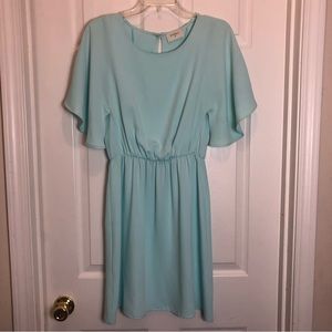 Everly Mint Green Pastel Flare Sleeve Dress. Size M
